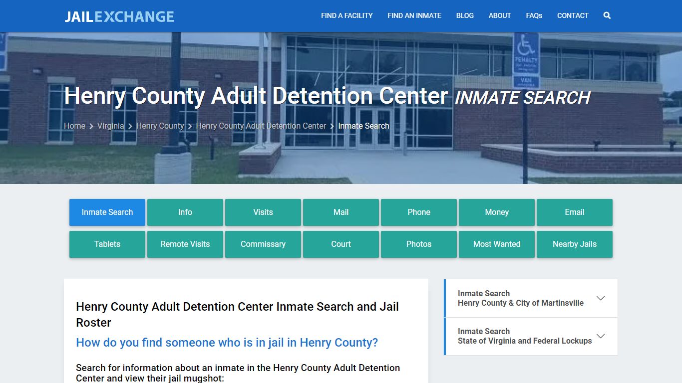 Henry County Adult Detention Center Inmate Search - Jail Exchange
